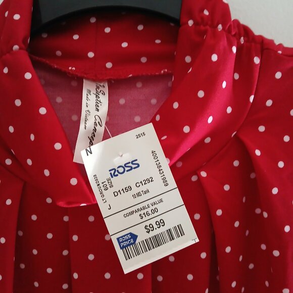 PerSeption Concept Red Top with white dots, Size Small - Picture 2 of 8